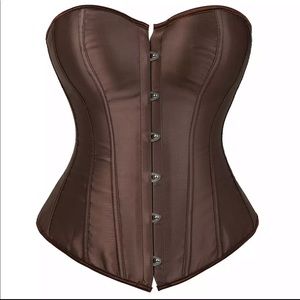 Brown Satin Corset Bustier Waist Trainer